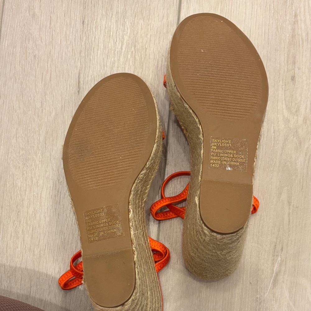 Steve Madden Bright Orange Espadrille Wedges - Picture 6 of 7